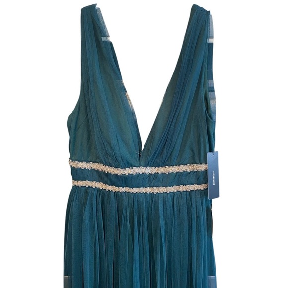 Lulus New Delightful Occasion Emerald Green Beaded Tulle Maxi Dress Gown Fall - Picture 9 of 14